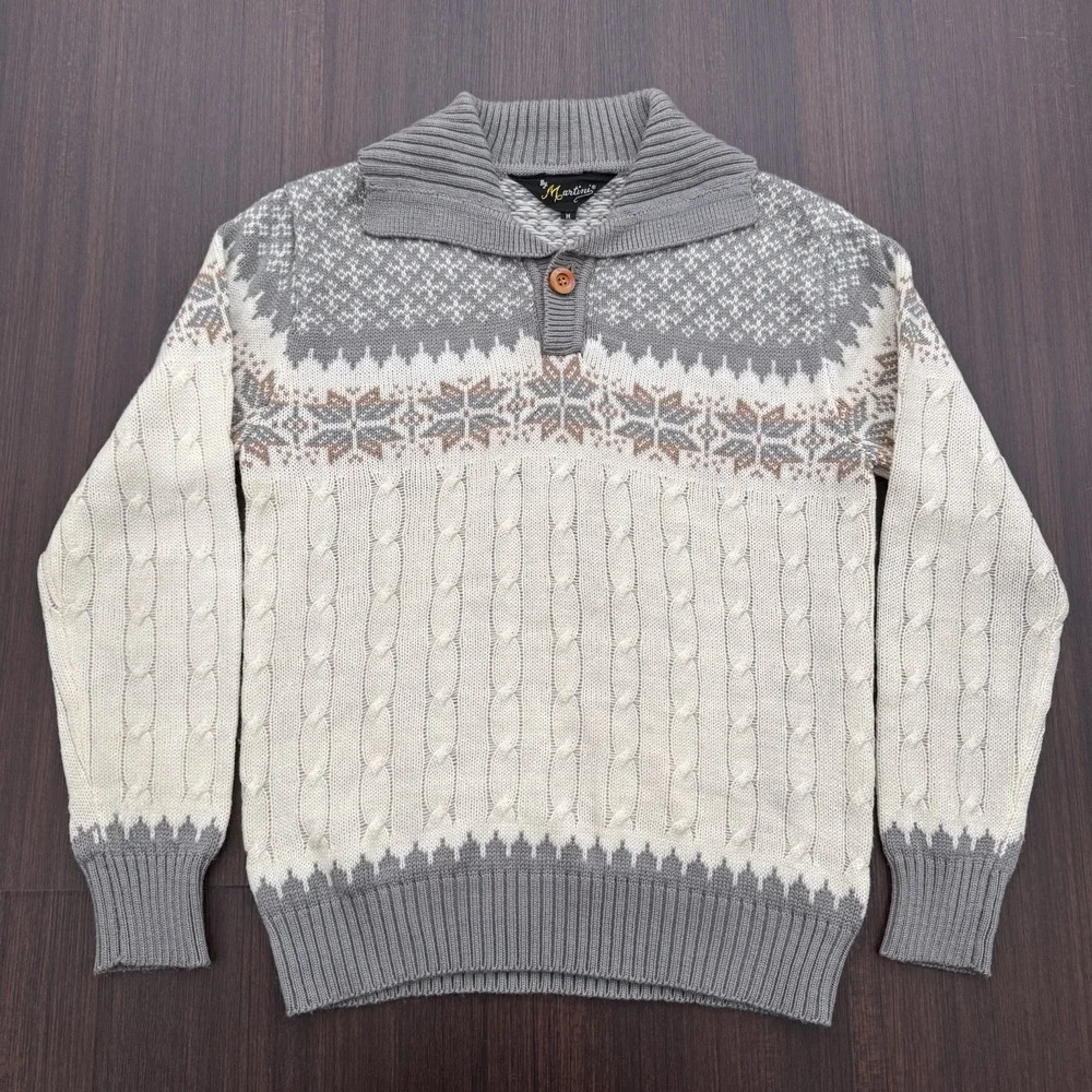 VTG 80s By Martini Knit Fisherman Sweater Polo Longsleeve Acrylic Men's Medium